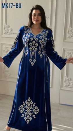 صورة جلابية مخمل  ازرق نيلي MK